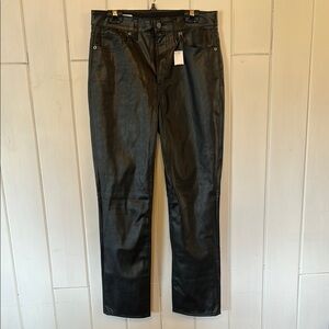 GAP Black Faux Leather High Rise Pants NWT